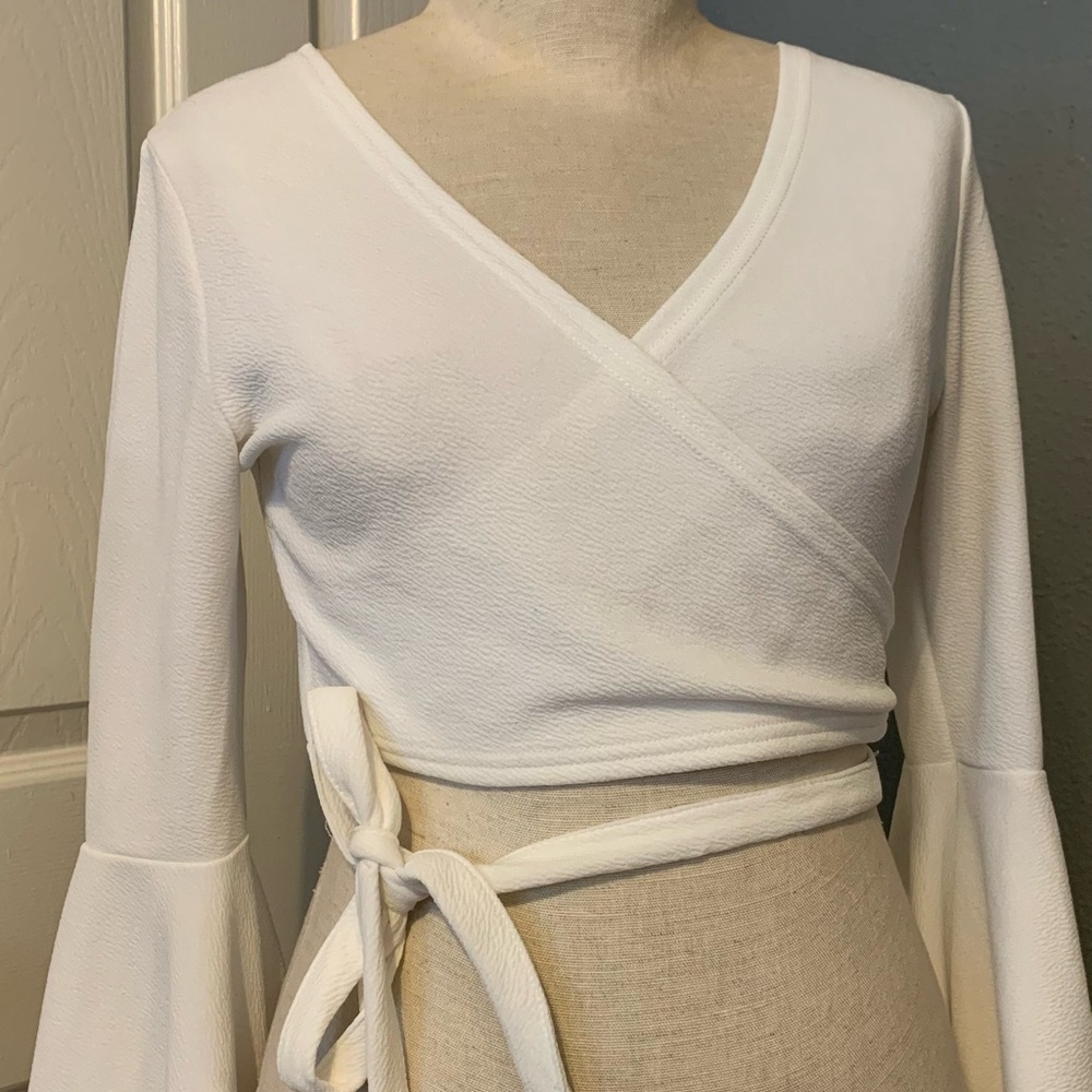 SHEIN white flared tie up top